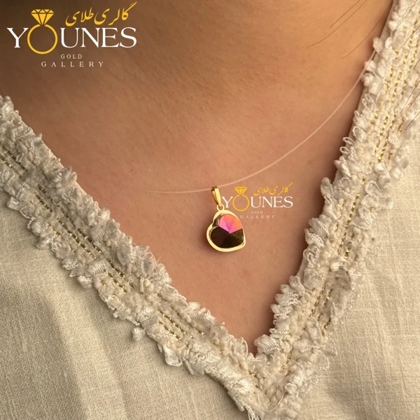 آویز طلا سواروسکی قلبی صورتی